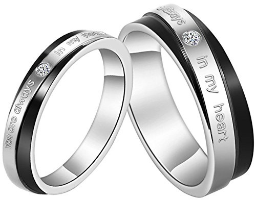 JewelryWe Schmuck 1 Paar Ringe Edelstahl Partnerringe Freundschaftsringe Eheringe Trauringe Verlobungsringe Hochzeit Band, mehrere Modelle