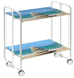 DON HIERRO - Servierwagen weiß, klappbar, 2 Böden. Rollwagen BAUHAUS-62
