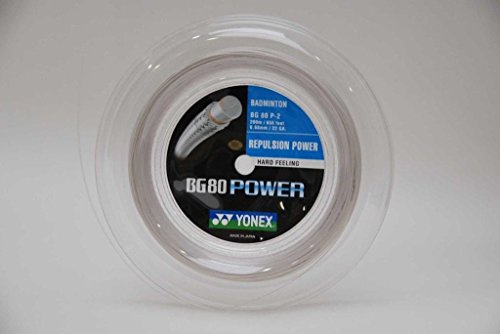 YONEX BG80 Power Badmintonsträng - 200 m rulle, färg - vit