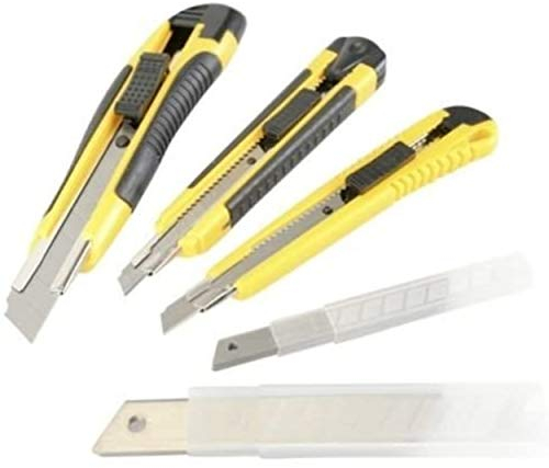 Cutters à Lame Rétractable Sécable Couteau Outil Bricolage x 3 + 23 lames