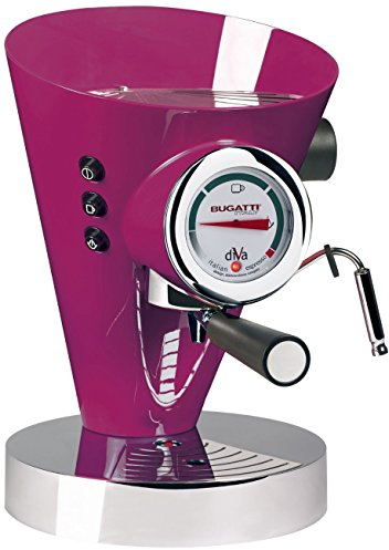BUGATTI, Diva, Macchina da caffè Espresso e Cappuccino, per caffè macinato in Polvere e cialde, 15 Bar, 950 W, capacità 0.8 Litri, Design Elegante (Lilla)
