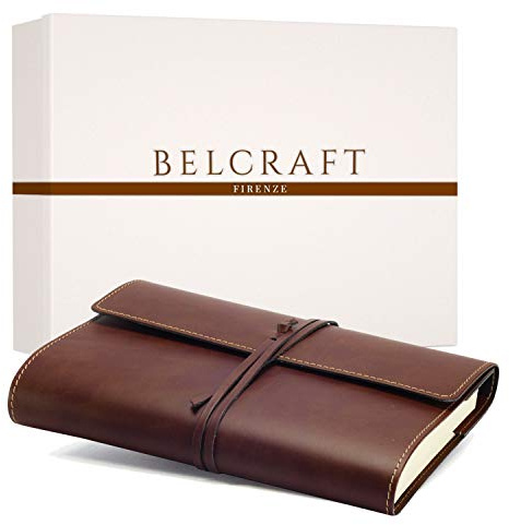 Belcraft Vietri Classico A5 Journal Intime/Carnet de Notes en cuir recyclé de fabrication artisanale Italienne, Cadeau Spécial, Journal de Voyage, Notebook A5 (15x21 cm) Brun