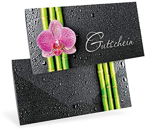 Gutscheinkarten (10 Stück) - Geschenkgutscheine für Wellness, Yoga, Thai-Massage - DIN lang Faltkarte verschließbar