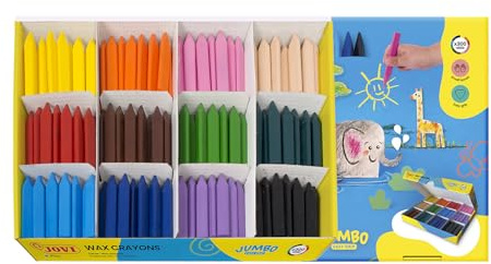 Jovi - Bulk Jumbo Easy Grip Crayons, Schoolpack with 300 Wax Caryons in 12 Colors, Super Resistant, Triangular Shape, Non-Toxic, School Supplies for Teachers