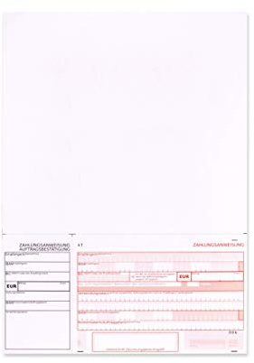 MASHPAPER 1000 Stück Zahlscheine A4 Österreich - SEPA Überweisungsträger | Quittung / Auftragsbestätigung links, perforiert, ideal für Laser-Drucker, für Euro-Überweisungen aus Österreich, 102121