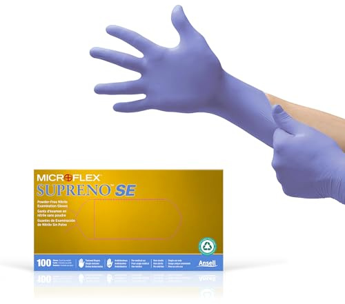 Microflex SU-690 Disposable Nitrile Gloves, Latex-Free, Powder-Free Glove for Cleaning, Mechanics, Automotive, Industrial, or Medical Applications, Violet, Size X-Large, Box of 100 Units