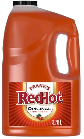 Franks RedHot Original Cayenne Pepper Hot Sauce, 1 gal - One Gallon Bulk Container of Cayenne Pepper Hot Sauce to Add Flavorful Heat to Entrees, Sides, Snacks, and More