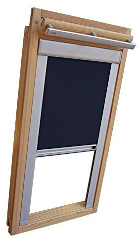 Hochwertiges Verdunkelungsrollo Rollo mit Seitenschienen für Velux DKL/DKU-EP GGU,GPU,GHU,GTU SK08 dunkelblau // Verdunkelungsrollo/Verdunkelungs-Rollo/Fensterrollo