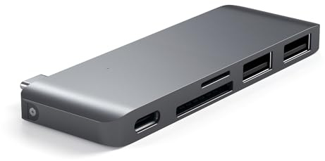 SATECHI USB-C Hub 5-in-1, Space Grau | 2 × USB-A, microSD-/SD-Kartenleser und USB-C für Daten und Laden; für MacBook Air/Pro/Neo
