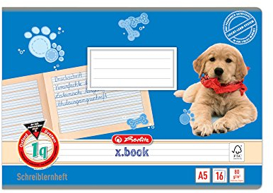Herlitz Schulheft x.book A5 quer, Lineatur 1q, 1. Klasse, 16 Blatt, 10 Stück