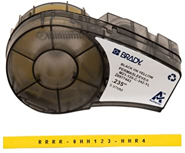 Brady Nastro Etichettante PermaSleeve Termorestringente per M210 e M211 – Etichettatura Elettrica e Marcatura Cavi – Nero su Giallo (6,00 mm x 2,10 m) – M21-125-C-342-YL