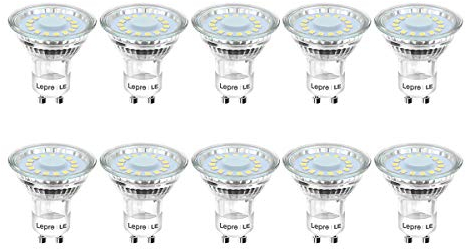 Lepro GU10 LED Bulbs, Cool White 5000K Spotlight, 50W Equivalent, 4W 325lm Energy Saving GU10 LED Light Bulbs, 100° Wide Beam, Non-dimmable, Pack of 10