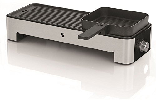 WMF Küchenminis Tischgrill elektrisch für 2 mit Gemüsepfännchen, Elektrogrill klein mit kompakter Grillfläche, variable Temperatureinstellung, 1000 W