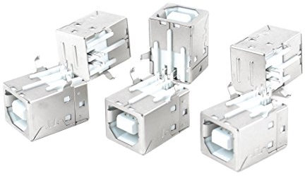 sourcing map Lot de 6 blindé droit mâle 4 broches USB 2.0 Type B femelle Jack