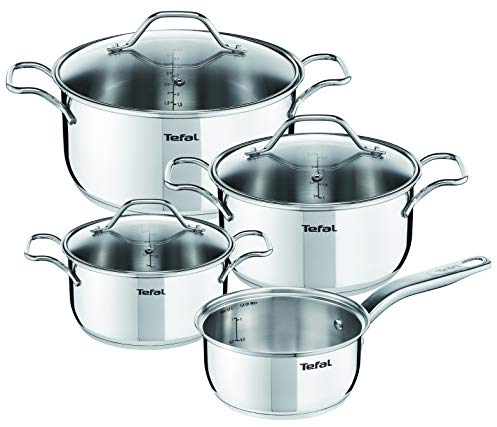 Tefal A702A8, Set di pentole Intuition, compatibili con piastre ad induzione, Argento, 7 pz.