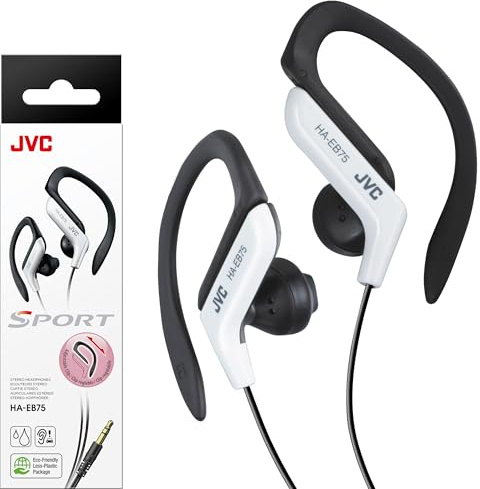 JVC HAEB75W Sports Clip Headphone, White