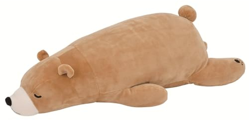 NEMU NEMU Grosse Peluche Kawaii - Grande Peluche Cookie l'Ours Brun - Coussin Nounours à câliner - Ultra doux - Taille L - 53 cm
