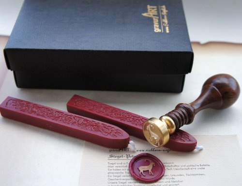 Siegel-Stempel Sternzeichen Steinbock + 2 Stangen Siegelwachs im Geschenkkarton