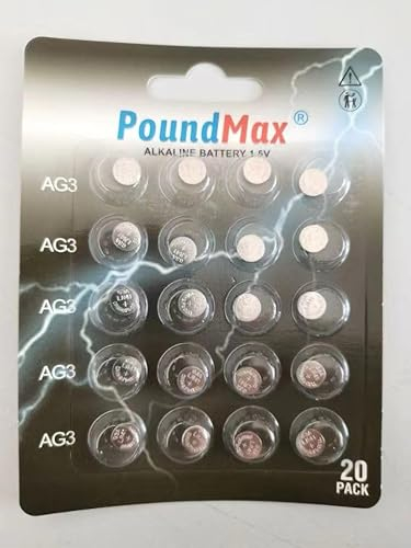 20 x AG3 Poundmax LR41 1.5V Alkaline Button Cell Battery