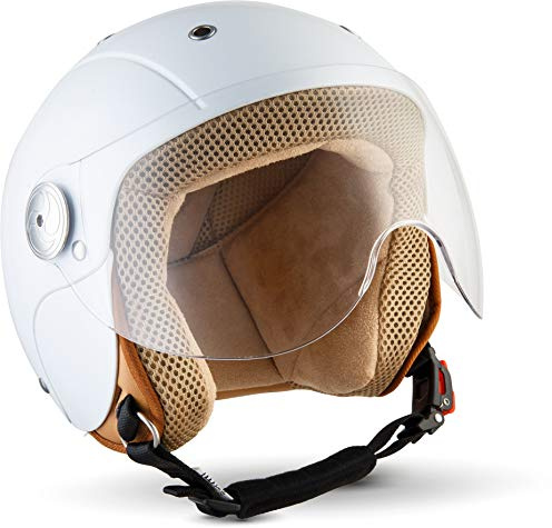 Soxon® SK-55 „Red“ · Kinder Jet-Helm · Motorrad-Helm Kinder-Helm Roller-Helm Kids Scooter-Helm Vespa Bobber Mofa-Helm Chopper XS · ECE 22.05 Visier Schnellverschluss SlimShell Tasche XXS–S (49-54cm)
