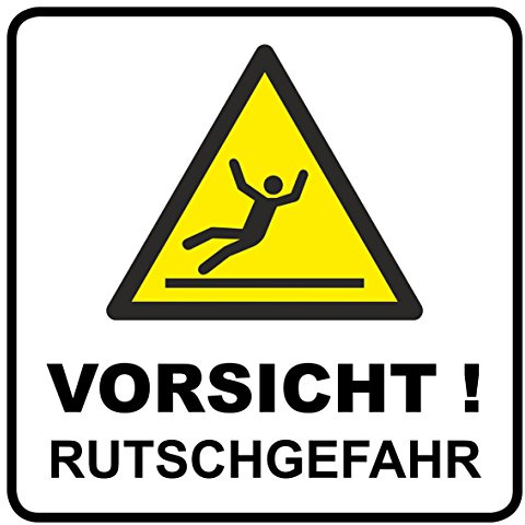 Vorsicht Rutschgefahr Schild | 20 x 20 cm | Hinweisschild 3mm | stabile Hartschaumplatte