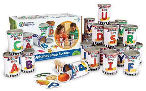 Learning Resources Alphabet Soup Sorters - 208 Pieces, Ages 3+, Early Phonics Manipulatives, ABCs, Alphabet Awareness & Recognition, Alphabet Soup Games