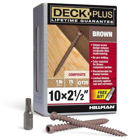 Deck Plus 48445 Brown Star-Drive Composite Deck Screws (#10 x 2-1/2)
