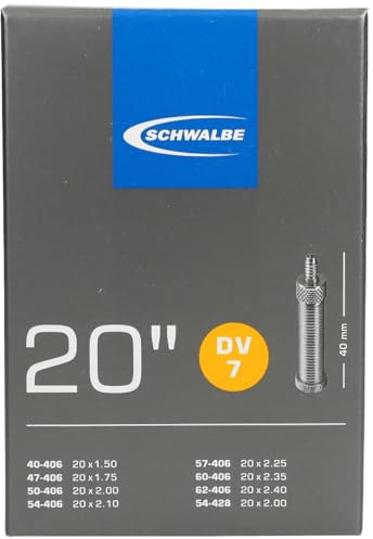 Schwalbe Luftschlauch - Fahrrad DV7, schwarz, 20 Zoll, 10415611, 20 x 1.50-2.40 40/62-406 DV40 mm