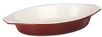 Vogue GH317 Platà gratin ovale en fonte Rouge 650 ml