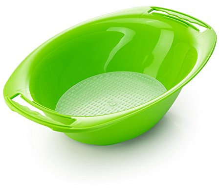 Börner Recipiente recolector con colador para Mandolinas Vital, V5 y V6 • Ensaladera para Cortador de Verdura • Bol para Cortadora de Verduras • Accesorios de Cocina • Color: Verda