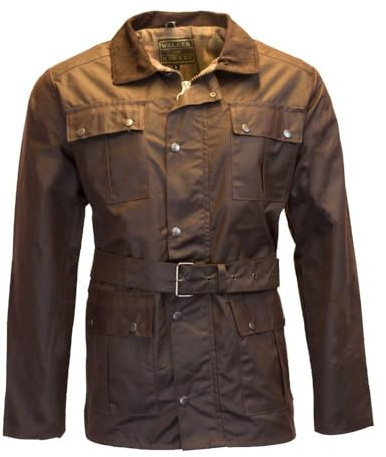 Walker and Hawkes - Grafton - Chaqueta de Estilo Motociclista para Hombre - Tejido Encerado Impermeable - con cinturón y 4 Bolsillos