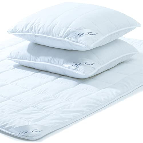 aqua-textil Soft Touch Duo Bettdecke Winterdecke 200 x 220 cm Set inkl 2X Kopfkissen 80 x 80 cm Winter Steppdecke warm Oeko-TEX
