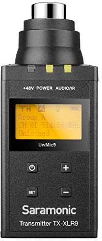 Saramonic TX-XLR9 - Transmisor XLR enchufable para el sistema de micrófonos inalámbricos UHF Digital UWMIC9, color negro