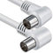 1aTTack.de Antennenkabel gewinkelt 10 Meter 2x geschirmt Koax-Stecker 90° > Koax-Buchse 90° Koax weiss St-Ku (2xWinkel) 80db 10m