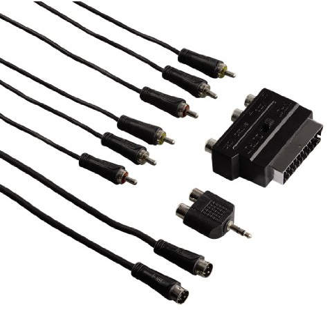 Hama 00122166 universal DVD-Anschluss-Set (Cinch, S-Video, 3,5mm Klinkenstecker, SCART, 2m) schwarz