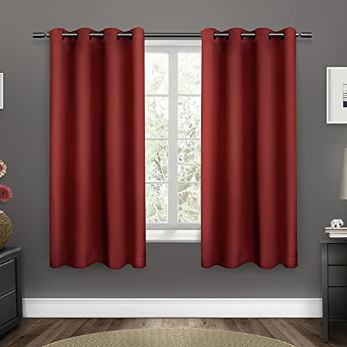 Exclusive Home Curtains Sateen Woven Blackout Grommet Top Panel Pair, Chili, 52x63, 2 Piece