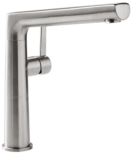 Villeroy & Boch Sorano Sky Küchenarmatur, Hochdruck, Wasserhahn Küche mit Keramikkartusche und 360° Schwenkbereich, Spültischarmatur wassersparend, Auslauf Höhe 234mm, Edelstahl massiv