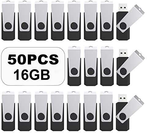 TOPESEL 50PCS 16GB Bulk USB 2.0 Flash Drive Swivel Memory Stick Thumb Drives Pen Drive (16gig, 50 Pack, Black)