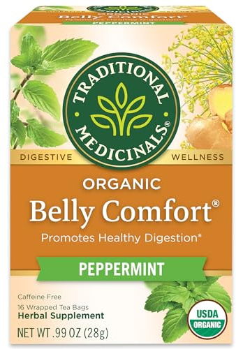 Traditional Medicinals Tea, Organic Belly Comfort Peppermint, Promotes Healthy Digestion, 16 Tea Bags