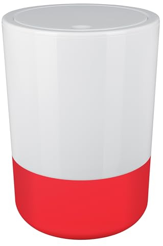 Spirella Design kosmetika Moji bad trampa svinglock avfallsbehållare med svänglock 5 liter med silikonbotten vit/röd