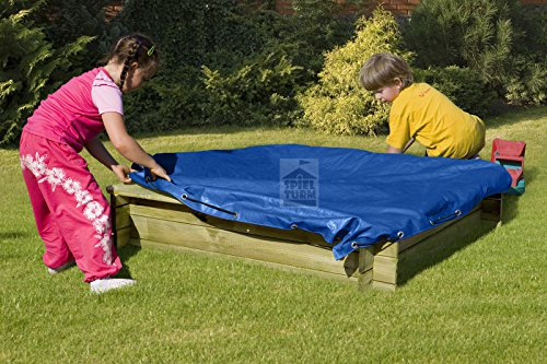 DELTA Sandkastenabdeckung, Blau, 120 x 120 cm, Kunststoff, Wasserfest, Kordelzug