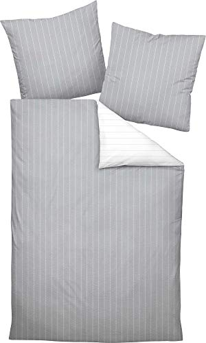 Janine 20020 Tango Mako Soft Seersucker Wendebettwäsche 135 x 200 + 80 x 80 cm Silber