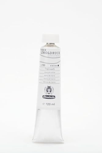 Schmincke – aqua-LINOLDRUCK - feinste Linoldruck-Farben, Titanweiß - 120 ml