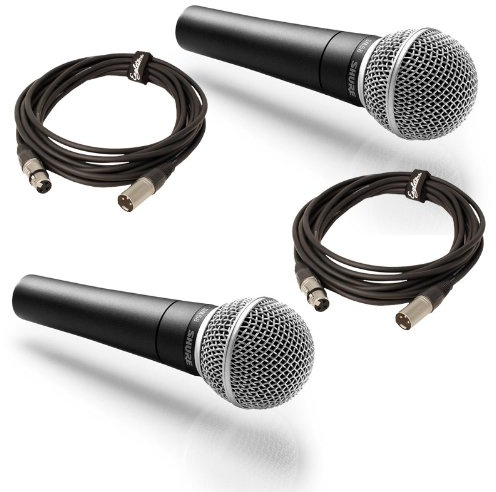 SHURE Pacchetto DOUBLE SM58 + CABLES XLR, microfono con cavo