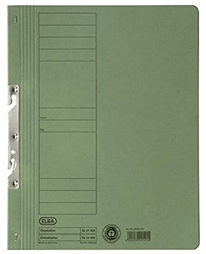 Elba Einhakhefter A4, Karton, ganzer Vorderdeckel, kfm. Heftung, grün, 50 Stück