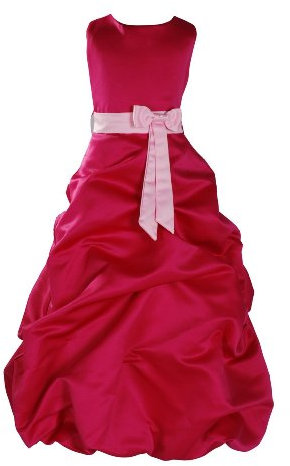 Cinda Fucsia Satinado Vestido de Dama de Honor Fucsia e Rosa 4-5 Años