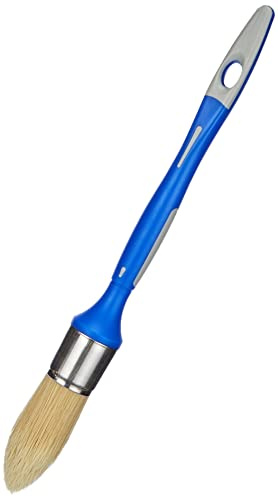 SAVY Pinceau rond à rechampir bi-matière peinture mate, velours, satinée n°4 - ø 25mm, Bleu