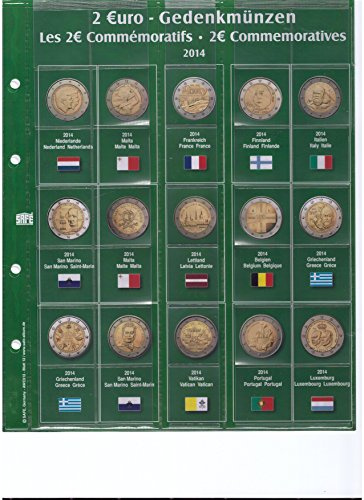 1 x SAFE 7341-12 / 2 EUROMÜNZEN Premium Vordruckblatt Nachtrag 2014 + 1x 7393 Ergänzungsblatt Münzhüllen für das SAFE 2 EURO Münzalbum 7341