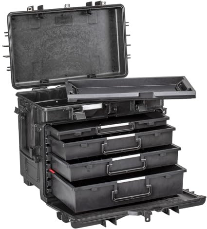 Explorer Cases 5140.BKT02.AH Waterproof Tool Chest w. 1x 1.2 + 2X 2.4 + 1x 3.7 Empty Drawers, RFID-NFC Ready, Multi, One Size
