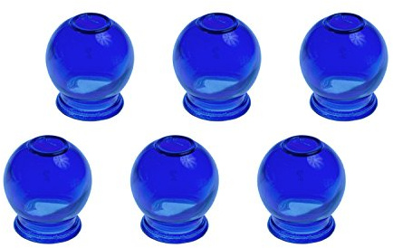 6 x Farbige Schröpfgläser aus Glas für Feuerschröpfen | Vakuum Massage | Farbe: Blau | Durchmesser: ca. 3,5 cm